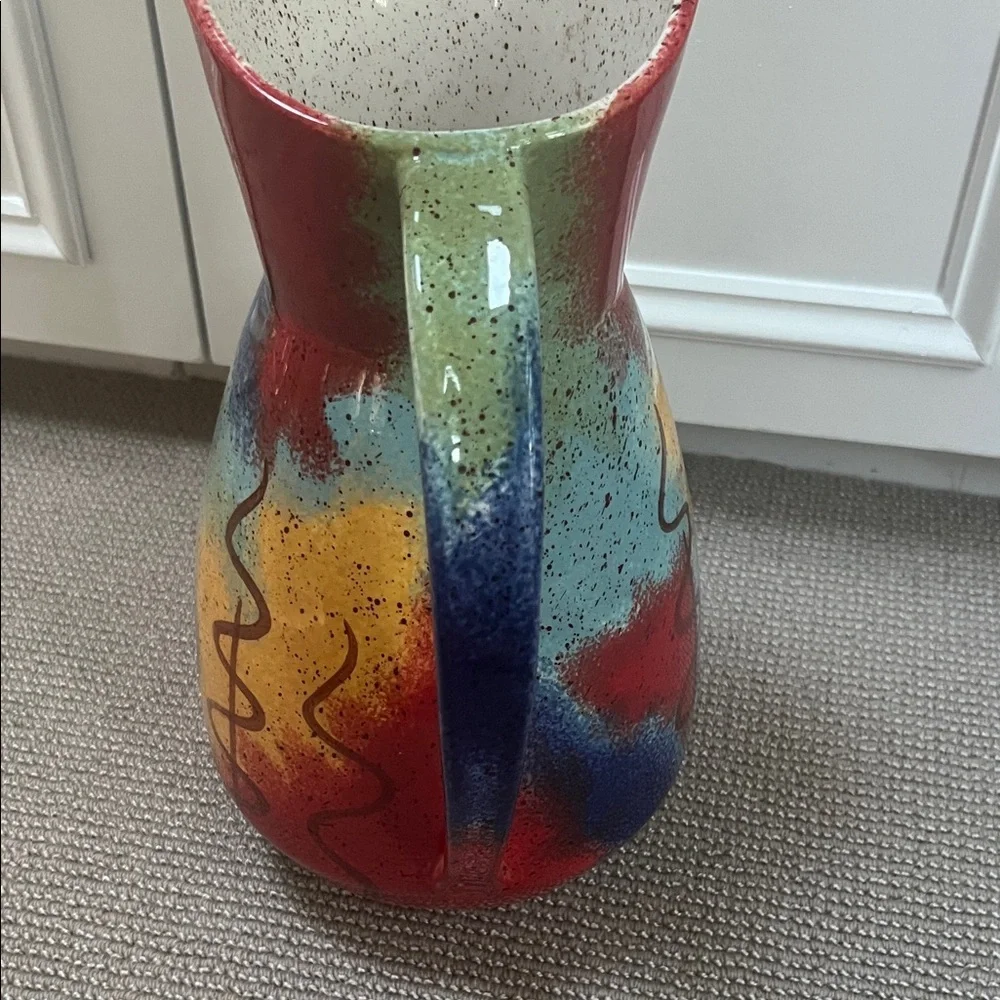 Colorful Abstract Ceramic Pitcher - Picture 3 of 5